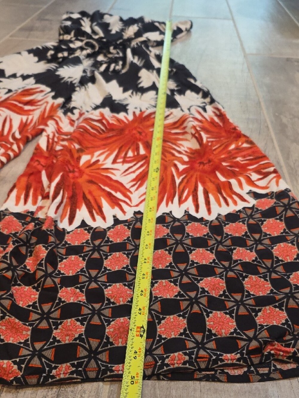 Strapless Wide-Leg Jumpsuit in Black, White & Orange - Picture 3 of 12
